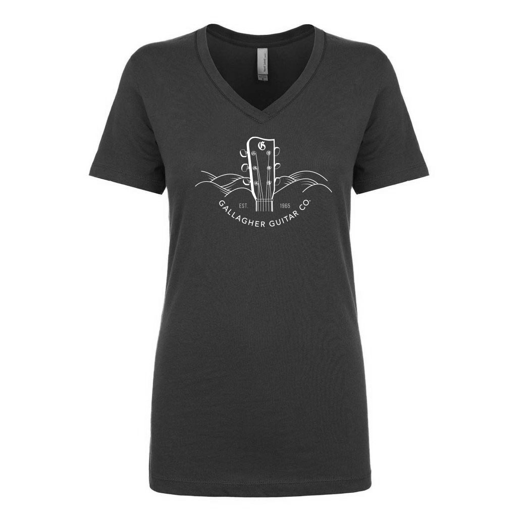 Women's Next Level V-neck, Hills with Headstock - Gallagher Guitar